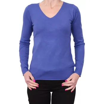 Dámský svetr Svetřík s V výstřihem a dlouhými rukávy 58057 encián velikost S/M