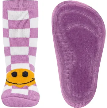 Ewers Stoppersocken SoftStep Karo/Smile - h orchidee 27-28
