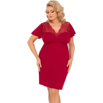 Dámské noční prádlo Krajková noční košilka Donna Doris Plus bordo velikost 4XL