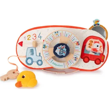 plyšák Lilliputiens Textilní panel s volantem - farmářské auto