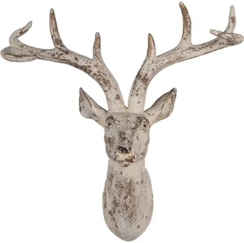 Bytová dekorace Béžová antik nástěnná dekorace Jelen Deer - 33*16*37 cm