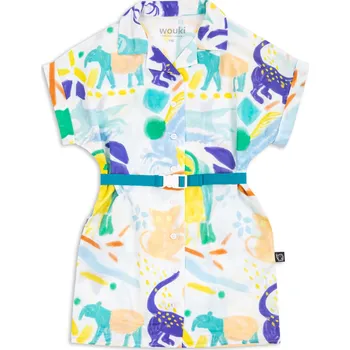 Dívčí šaty Wouki Dětské košilové šaty PAGU - jungle blue 128
