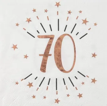 Papírový ubrousek Santex UBROUSKY papírové 70. narozeniny Rose Gold 10ks