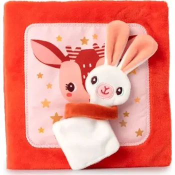 plyšák Lilliputiens Textilní knížka s aktivitami - jelínek Stella a jeho muchláček