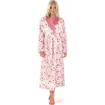 Dámský župan Dámský župan z flanel fleece Vestis Flora šál dustyrose vzor velikost S