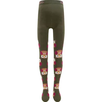 Ewers Strumpfhose GOTS Eulen - oliv 92