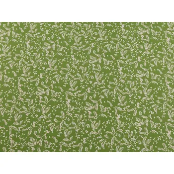Bavlněná látka / plátno rostliny METRÁŽ - zelená sv.