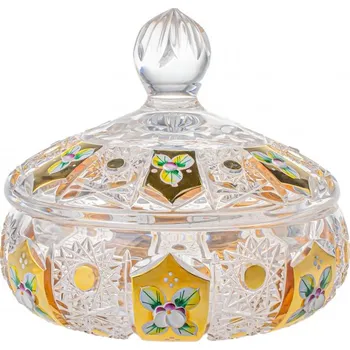 Dóza na potraviny Bohemia Crystal broušená dóza zlacená 165 mm