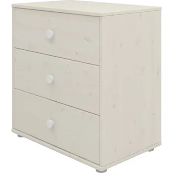 Dětská skříň Flexa Zásuvková komoda Flexa - Classic (borovice bělená + bílá úchytka)