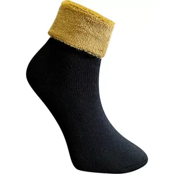 Dámské ponožky Ponožky s ovčí vlnou Matex 838 Helena Merino černo-okr velikost 23-24