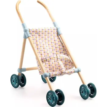Domeček pro panenku Djeco Dolls - Walking Wooden Stroller Little Cubes - 44 cm