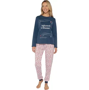 Dámské pyžamo Hřejivé dámské pyžamo Muydemi 210002 jeans velikost S