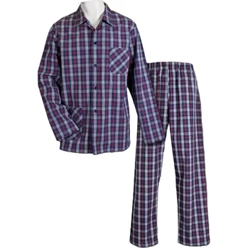Pánské pyžamo Popelínové pyžamo Luiz Charles 328 navy-red kostka velikost 52
