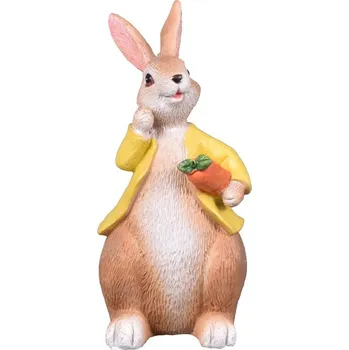 Velikonoční dekorace Zajíc s mrkví polyresinový I 8x7x15cm