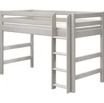 Flexa Polovysoká postel Flexa - Classic s rovným žebříkem (borovice šedá)