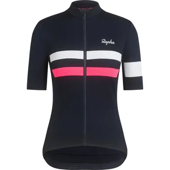cyklistický dres Rapha Women's Brevet Jersey - Dark Navy/High-Vis Pink/White