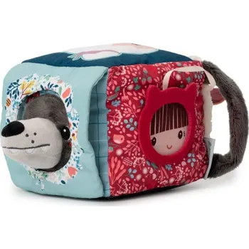 plyšák Lilliputiens Textilní kostka s aktivitami - vlk Ludvík