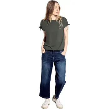 Dámské tričko Dámské tričko Cecil s dekorativními rameny 321534 tm.olivová velikost XL