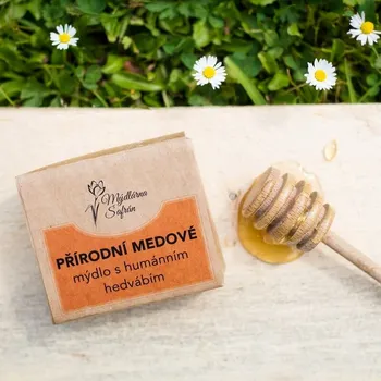 Mýdlo Mýdlárna Šafrán Přírodní medové mýdlo s humánním hedvábím 90g