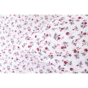 Povlečení Podpěrová s.r.o. Krepové povlečení KYTIČKA BORDÓ Velikost: 200x220 cm (1 ks), 70x90 cm (2 ks) ŠEV na peřině