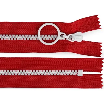 Zip Zip kostěný barevný šíře 5 mm, délka 20 cm - červený - bílý