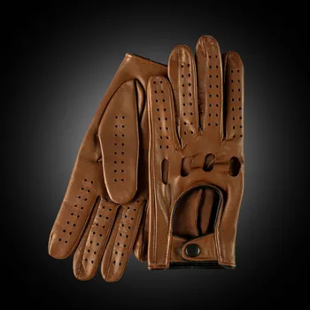 Rukavice Sportovní rukavice na řízení z jehnětiny Barva: Hnědá, Velikost: 10