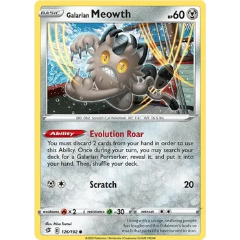 Karetní hra Galarian Meowth 126/192 - Rebel Clash Typ karty: Non-Holo