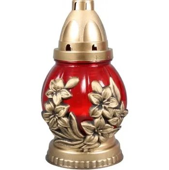 Smuteční dekorace Svíčka sklo Květ červená - 60 g (58CS3426)