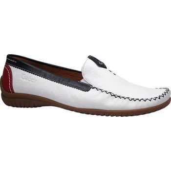 Dámské mokasíny Vycházkové mokasíny, Gabor, šíře G, bílo-modro-červená: Bílá Hladká kůže 28 42 G 1/2 - lehce rozšířená (15455-15455)