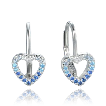 Náušnice Minet Stars Stříbrné srdíčka s modrými zirkony
