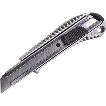 Pracovní nůž KesTek Ořezávací nůž hliníkový 18 mm se stříbrnou SK5 čepelí