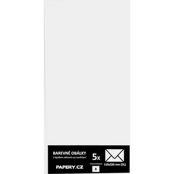 Obálka HYBLER S.R.O. barevná obálka 110x220 BÍLÁ, 5 kusů, 130gm2, olizová