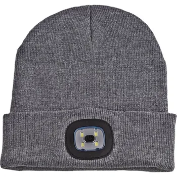 Čepice KesTek Pletená čepice s LED světlem, šedá