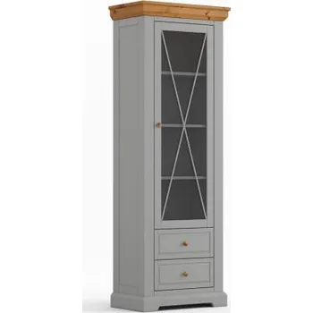 Knihovna KATMANDU Vitrína úzká sklo, Marone ELITE, kouřově šedá - přírodní borovice, rozměr 200x70x41