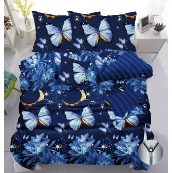 Povlečení TOTÁLNÍ MASAKR CEN ! LUXUSNÍ OBOUSTRANNÉ BAVLNĚNÉ POVLEČENÍ na 2 postele 140x200/70x90 - MOTÝLCI A MĚSÍC + PROSTĚRADLO ZDARMA !