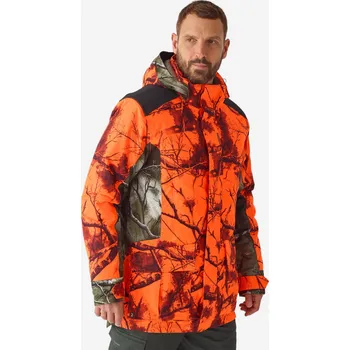 SOLOGNAC Lovecká bunda nepromokavá hřejivá 500 3v1 Treemetic Fluo 2XL ORANŽOVÁ