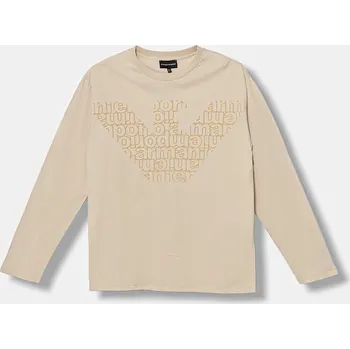 Chlapecké tričko Dětské bavlněné tričko s dlouhým rukávem Emporio Armani EB000725.AF16162 béžová 12X, vel. 130