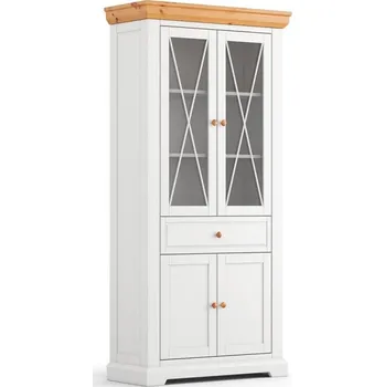 Knihovna Vitrína do obývacího pokoje (typ 02) RONE bílá/borovice