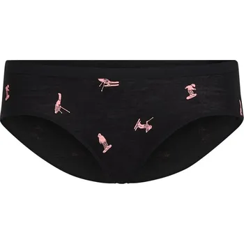 Kalhotky ICEBREAKER Wmns 150 Siren Hipkini Ski Day, Black/Acid Pink/Aop (vzorek) velikost: S