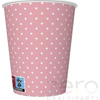 Jednorázové nádobí Pohárek (kelímek) nápojový papírový 0,25 l (8 ks) - růžové s mini puntíky