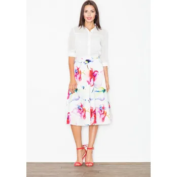 Dámská sukně Dámská bíla sukně s květinami M495 Velikost: L