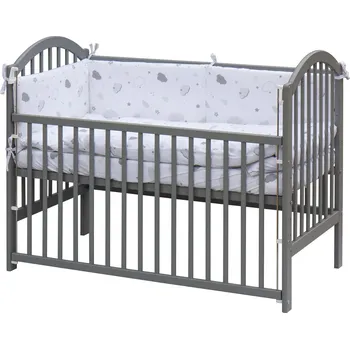 Dětská postýlka Dětská postýlka s kompletní výbavou Scarlett 120 x 60 cm šedá - Krena