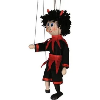 loutka Mašek - umělecká výroba Dřevěná loutka Čert 20 cm