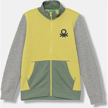 Chlapecká mikina Dětská bavlněná mikina United Colors of Benetton 3J68C501B.G.Season.9BYA zelená 71X, vel. 130