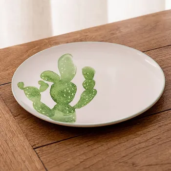 Talíř Bloomingville Kameninový talíř Jade s motivem kaktusu