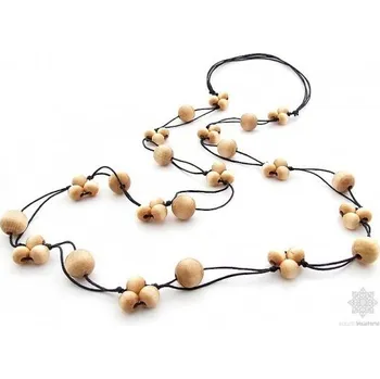 Náhrdelník Kouzlo bižuterie Dřevěné korále krásně dlouhé přírodní S0135