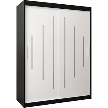 Šatní skříň Šatní skříň s posuvnými dveřmi YORK - 150x200cm -Černá-Bílá-