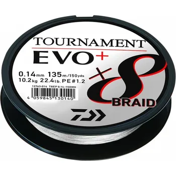Pletená Šňůra Daiwa Tournament X8 Braid Evo+ White 135m 0,16mm/12,20kg