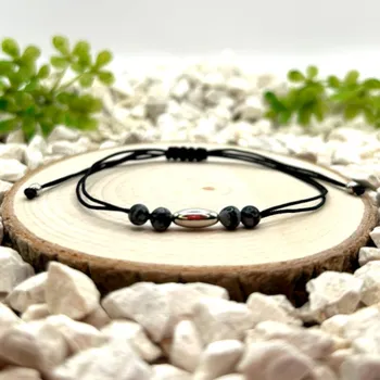 Náramek Certom Provázkový náramek obsidián vločkový 0317