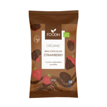 Sušené ovoce Foodin jahody v raw čokoládě vegan s kokosovým cukrem, bio 50 g